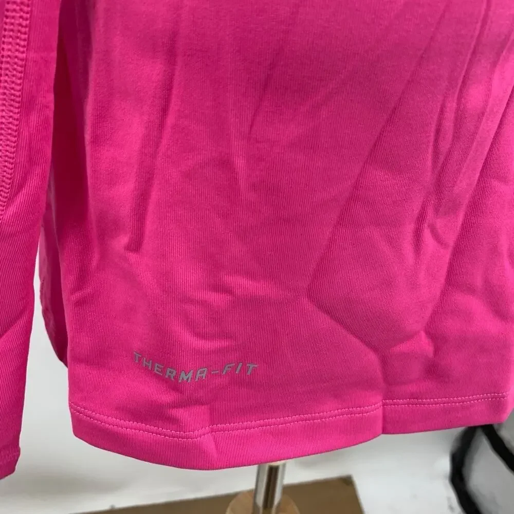 Nike Top Womens L Large Pink Therma Fit Pro Combat Fitted DriFit Fleece Lined